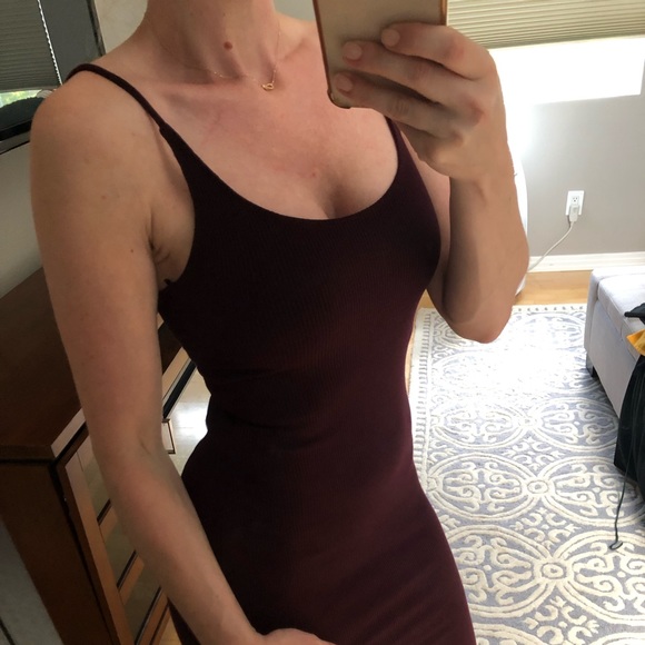 H&M maroon ribbed midi dress, XS - Picture 3 of 5